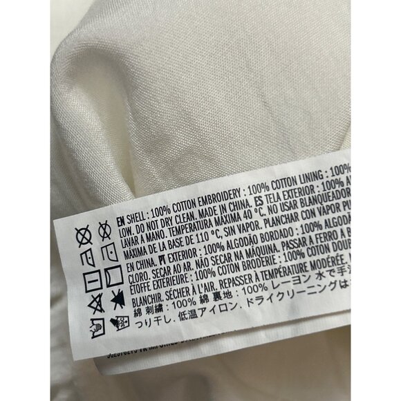 Forever 21 Womens Babydoll Eyelet Mini Dress Small White Milkmaid Fairycore Cott - Picture 9 of 9